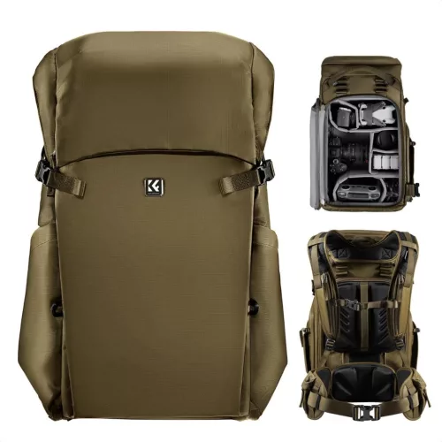 K&F Concept 30L professzionális vízálló fotós hátizsák cserélhető belső résszel – Star Wander 01 (Bézs)