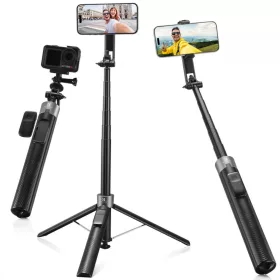   K&F Concept Popod 183cm telefonállvány – 3in1 csipesz és mágneses selfie bot távirányítóval