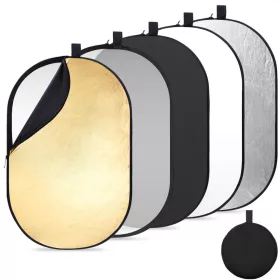   K&F Concept 5 in 1 Derítőlap, Fotós reflektor, derítő háttér (Ovális) - 100x150cm