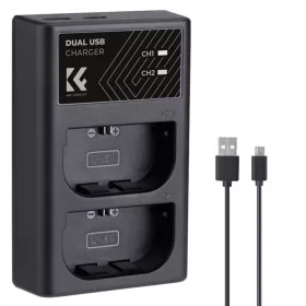   K&F Concept Canon LPE6NH Dupla Utazó Gyors-Töltő -USB-C (Type C) Canon LP-E6 Charger