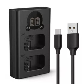   K&F Concept Sony NP-FW50 Dupla Utazó Gyors-Töltő -USB-C (Type C) Sony FW50 Charger V2
