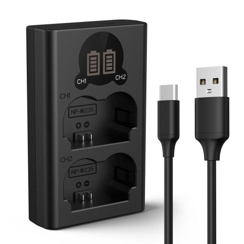 K&F Concept Fujifilm NP-W235 Dupla Utazó Gyors-Töltő -USB-C (Type C) Fuji W235 Charger