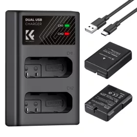   K&F Concept 3in1 2db Nikon EN-EL14 1050mAh Akkumulátor + Utazó USB Töltő Kit