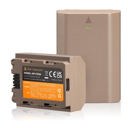 K&F Concept Sony NP-FZ100 Akkumulátor 2250mAh -USB-C (Type-C) Sony FZ100 Battery (2db)