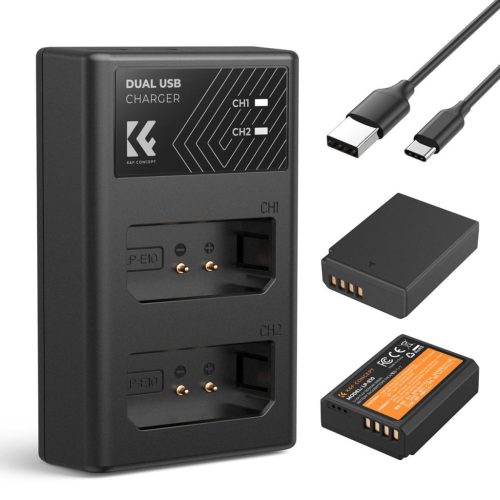 K&F Concept 3in1 Canon LP-E10 1200mAh Akkumulátor (2db) + LPE10 Utazó USB Töltő Kit