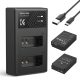 K&F Concept 3in1 Canon LP-E12 1200mAh Akkumulátor (2db) + LPE12 Utazó USB Töltő Kit