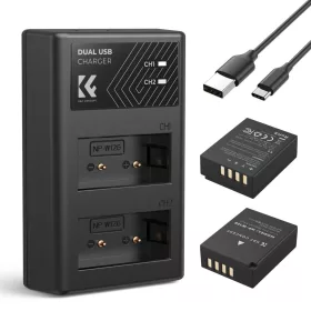   K&F Concept NP-W126 1300mAh dupla akkumulátor + kétcsatornás töltő (Fujifilm)