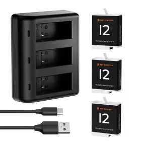   K&F Concept GoPro Hero 12/11/10/9 Akkumulátor 1730mAh + Töltő Szett
