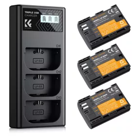  K&F Concept Canon LP-E6/LP-E6NH 2250mAh Akkumulátor & USB TripaTöltő Kit