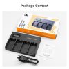 K&F Concept Sony NP-F 4-Csatornás Akkumulátortöltő -4X Charger