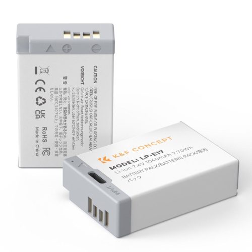 K&F Concept LP-E17 Kamera Akkumulátor - 1040mAh - USB-C - 2db