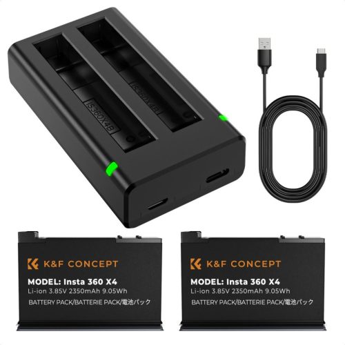 K&F Concept Insta 360 X4 Akkumulátor 2350 mAh + Töltő