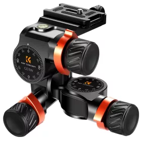   K&F Concept 3-Way CNC-Geared Videó-Állványfej - 3D Fluid-head (Gyorskioldó-val)