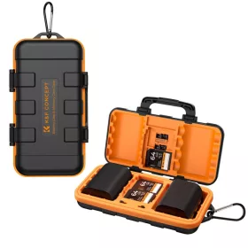   K&F Concept 2x Akkumulátor 2x CF/XQD 4x SD Kártya Tartó Tok -Battery Box