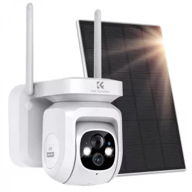   K&F Concept PIR Ember-érzékelő AI Biztonsági-Kamera - 1080p IP66 Napelemes 2.4GHz 9600mAh Security Camera (Fehér)