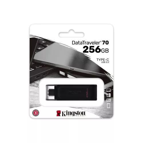Kingston Pendrive 256GB DataTraveler 70 Type-C 3.2 (fekete)