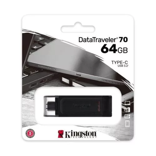 Kingston Pendrive 64GB DataTraveler 70 Type-C 3.2 (fekete)