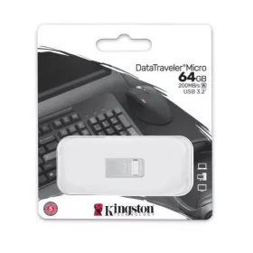 Kingston Pendrive 64GB DataTraveler Micro USB 3.2 (ezüst)