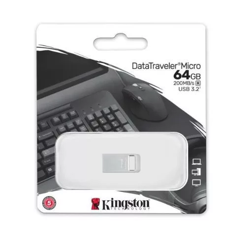 Kingston Pendrive 64GB DataTraveler Micro USB 3.2 (ezüst)