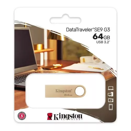 Kingston Pendrive 64GB DataTraveler SE9 USB 3.2 (arany)