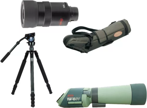 Kowa TSN-82SV csomag – 21–63x zoom spektív, hordtáska, Sirui R2004 állvány és VH10 videófej