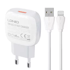 LDNIO 18W Fali Töltő /Lightning Kábel(A1306Q-Lightning)