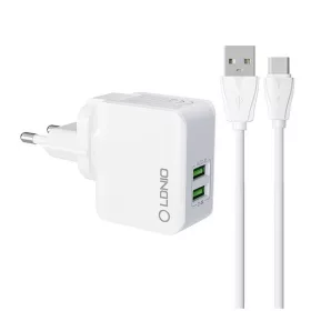 LDNIO 2 USB-s Fali Töltő /USB-C Kábel(A2203-Type-C)
