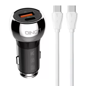   LDNIO Autós USB És USB-C Töltő + USB-C Kábel (C1-Type-C-Type-C)