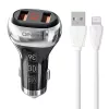 LDNIO 2 USB Autós Töltő /Lightning Kábel(C2-Lightning)