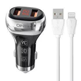 LDNIO 2 USB Autós Töltő /Lightning Kábel(C2-Lightning)