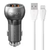 LDNIO 2 USB Autós Töltő /Lightning Kábel(C503Q-Lightning)