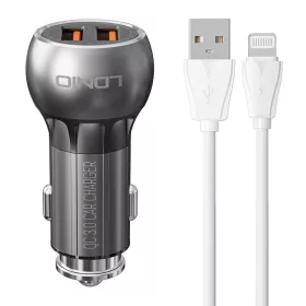   LDNIO 2 USB Autós Töltő /Lightning Kábel(C503Q-Lightning)