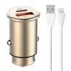 LDNIO Autós USB És USB-C Töltő /Lightning Kábel(C506Q-Lightning)