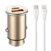 LDNIO C506Q USB És USB-C Autós Töltő + USB-C – Lightning Kábel (C506Q-Type-C-to-ligh)