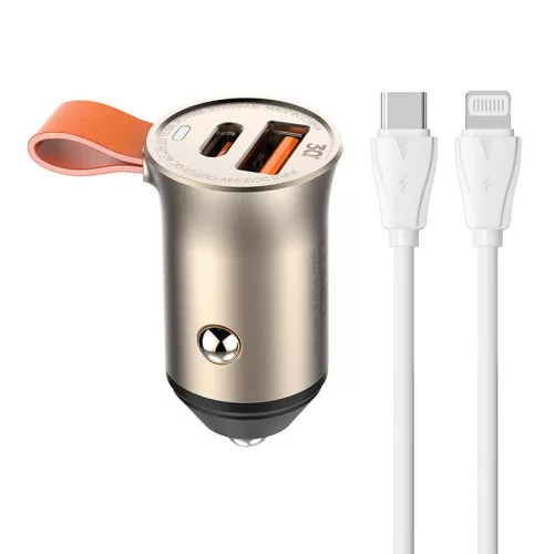 LDNIO Autós Töltő USB És /USB-C Csatlakozó , 30W, USB-C /Lightning Kábel(C509Q-Type-C-to-ligh)