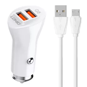 LDNIO 2 USB Autós Töltő MicroUSB Kábellel (C511Q-Micro)