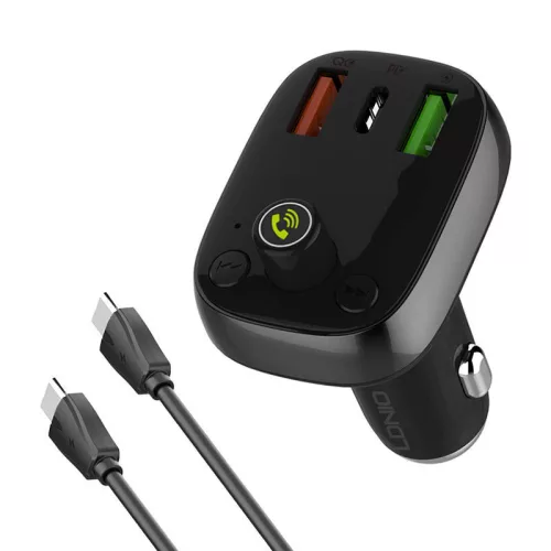 LDNIO Bluetooth FM transzmitter C704Q 2xUSB, USB-C + USB-C/USB-C kábel