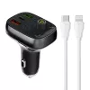LDNIO C704Q Bluetooth FM Transzmitter 2USB, USB-C + USB-C/Lightning kábel (Fekete)