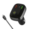 LDNIO Bluetooth FM transzmitter C704Q 2USB, USB-C + USB-C kábel (fekete)