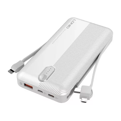 LDNIO 10000mAh (Fehér) Powerbank 3in1 Kábellel (PL1013)