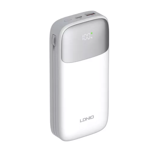 LDNIO 22.5W 20000mAh USB-C És Lightning (Fehér) Powerbank (PQ20)