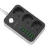 LDNIO 3 Aljzatos Elosztó 6 USB Port, 1.6m Kábel (SE3631)