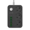 LDNIO 3 Aljzatos Elosztó 6 USB Port, 1.6m Kábel (SE3631)
