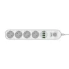 LDNIO 4 Aljzatos Elosztó 4 USB, 2m Kábel, (Fehér) (SE4432)