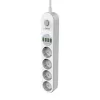 LDNIO 4 Aljzatos Elosztó 4 USB, 2m Kábel, (Fehér) (SE4432)
