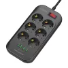 LDNIO 6 Aljzatos Elosztó 4 USB Port, 2m Kábel (SE6403)