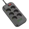 LDNIO 6 Aljzatos Elosztó 4 USB Port, 2m Kábel (SE6403)