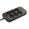 LDNIO 6 Aljzatos Elosztó 4 USB Port, 2m Kábel (SE6403)