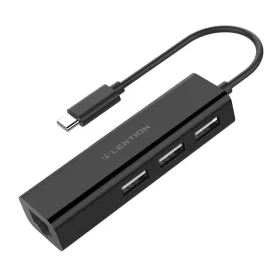   Lention USB-C 3x USB 2.0 És Ethernet Adapter ( (Fekete) ) (-CB-UC-USB2-0--HUB-B)