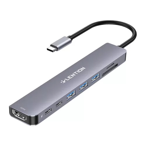 Lention 8in1 USB-C HUB 4K HDMI És PD (CB-TP-CE18sHCRGRY)